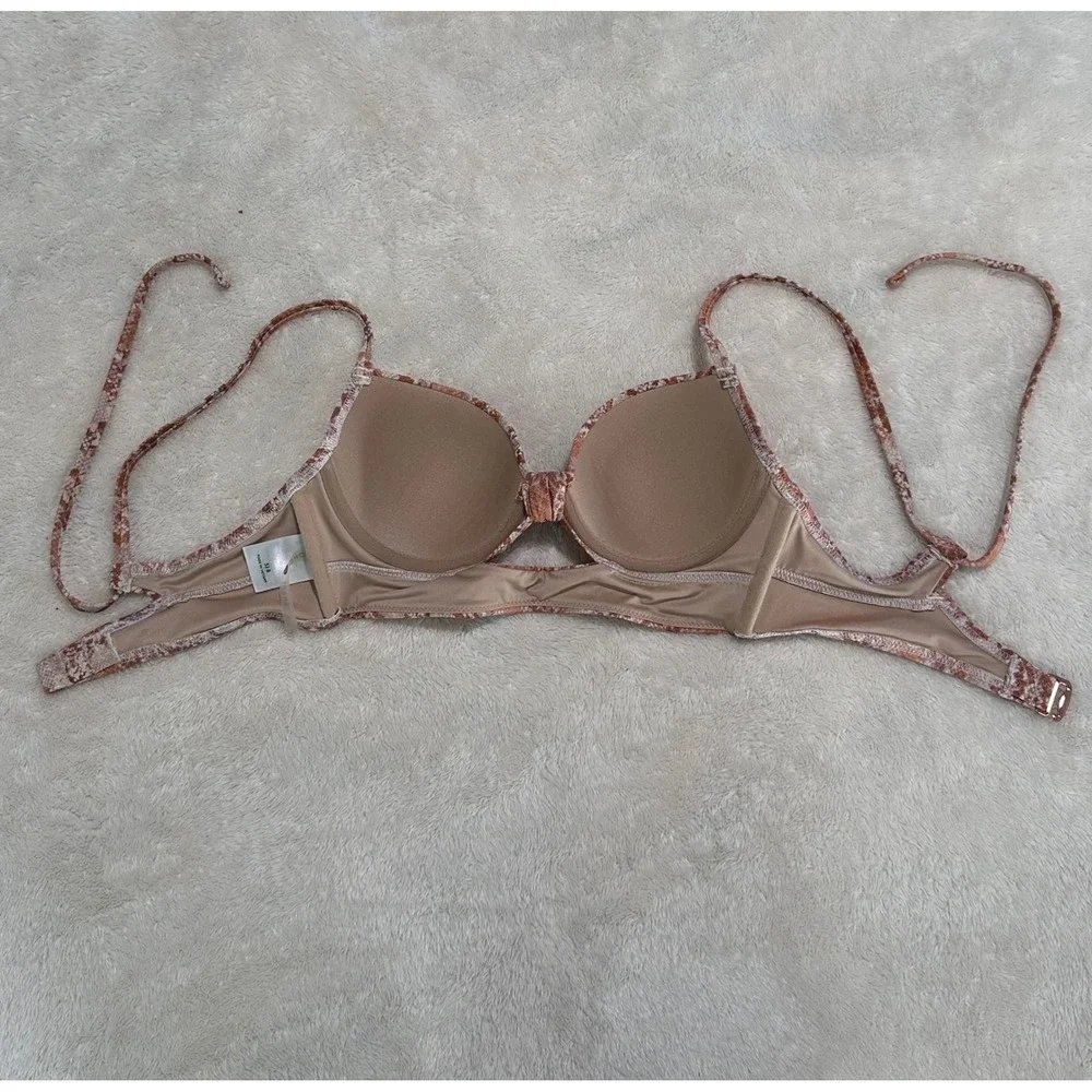 Shade & Shore Metallic Snakeskin Underwire Bikini Top 32B Brown Pink 238120917